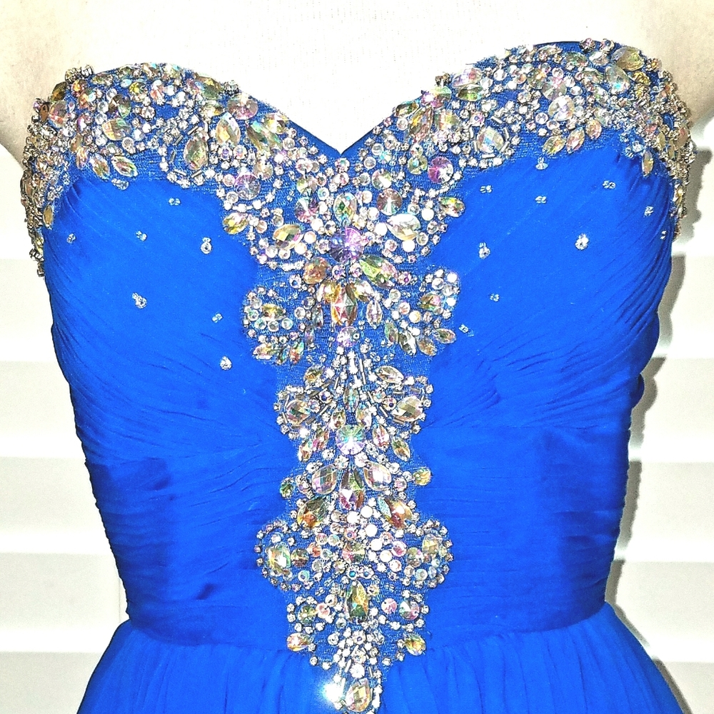 ❤SALE TONY BOWLS BLING Chiffon Strapless Dress 6